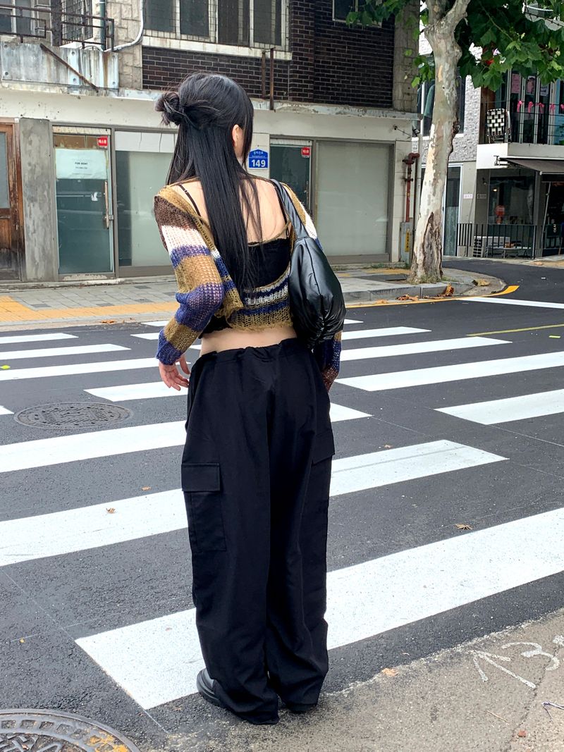 Minut Two-Way Button Strap Long Wide Slacks