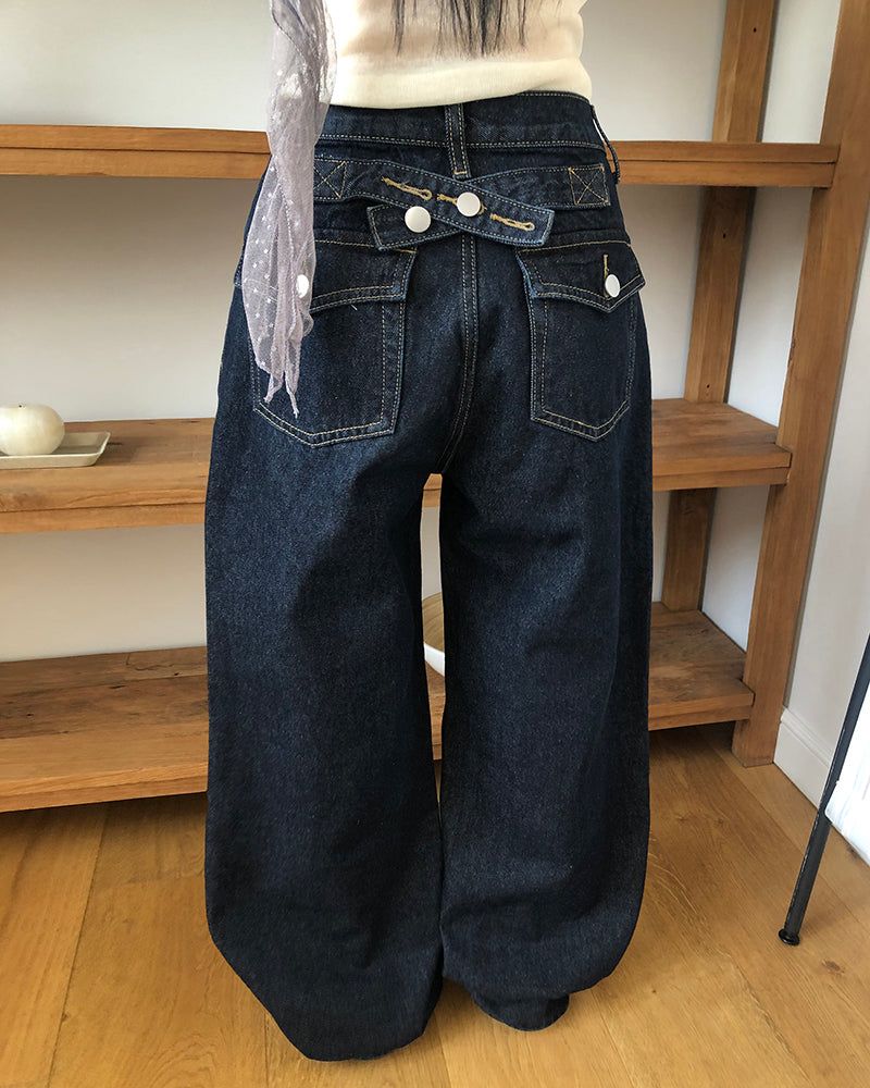 WONDER WONDER（ワンダーワンダー）の「Rakit Raw Denim Back Buckle Wide Denim Pants（Pants）」