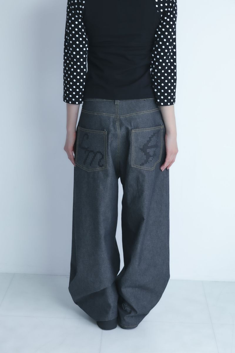 3Dpixel print denim(black)