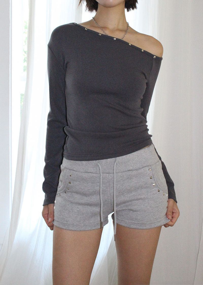 SQUARE STUD MINI SHORTS