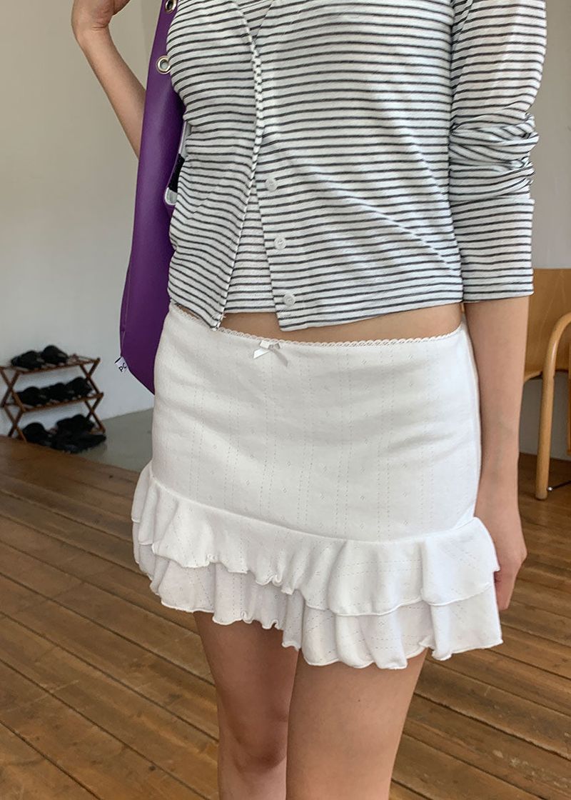 PUNCHING FRILL LACE SKIRT (3color)