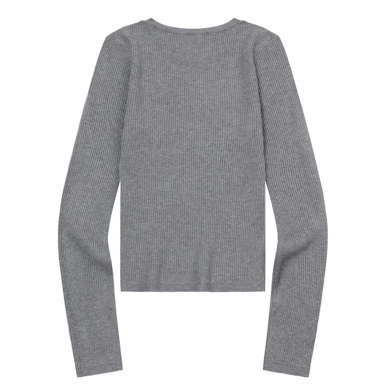 GREAVE R-NECK CROP RIB KNIT (5COLOR)