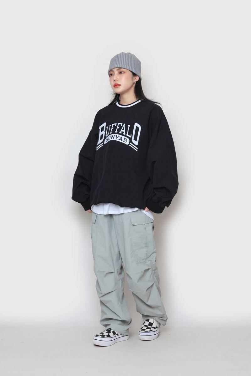 wide nylon cargo pants