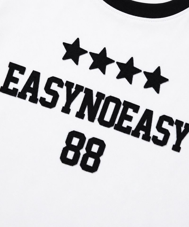Numbering Patch Crop Ringer T-Shirt - White