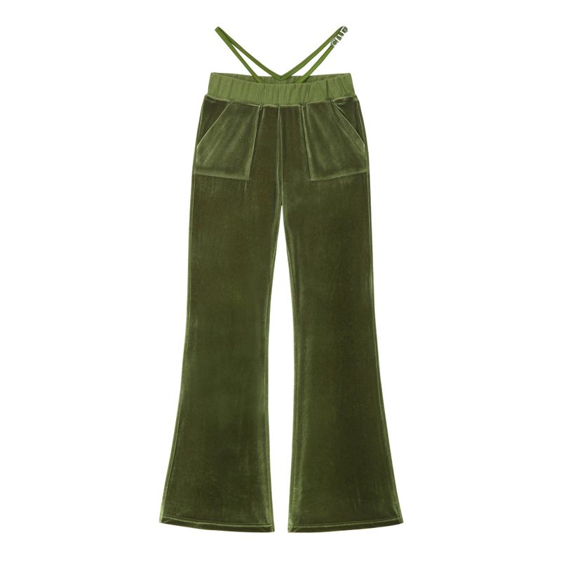 0 3 LOVE Velvet string pants - KHAKI