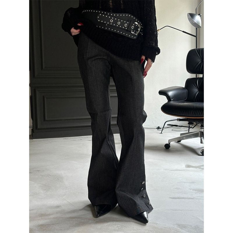 Slit button boots cut pants(2color)