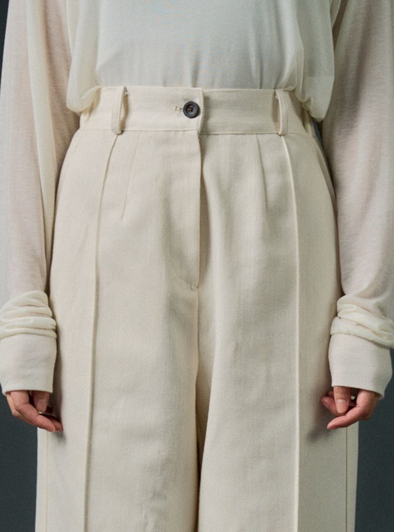 Back string pants (beige)