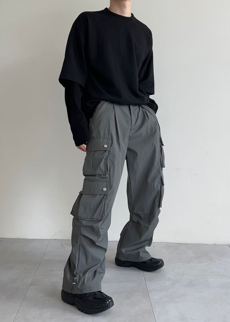 nylon suit pocket pants(2colors)
