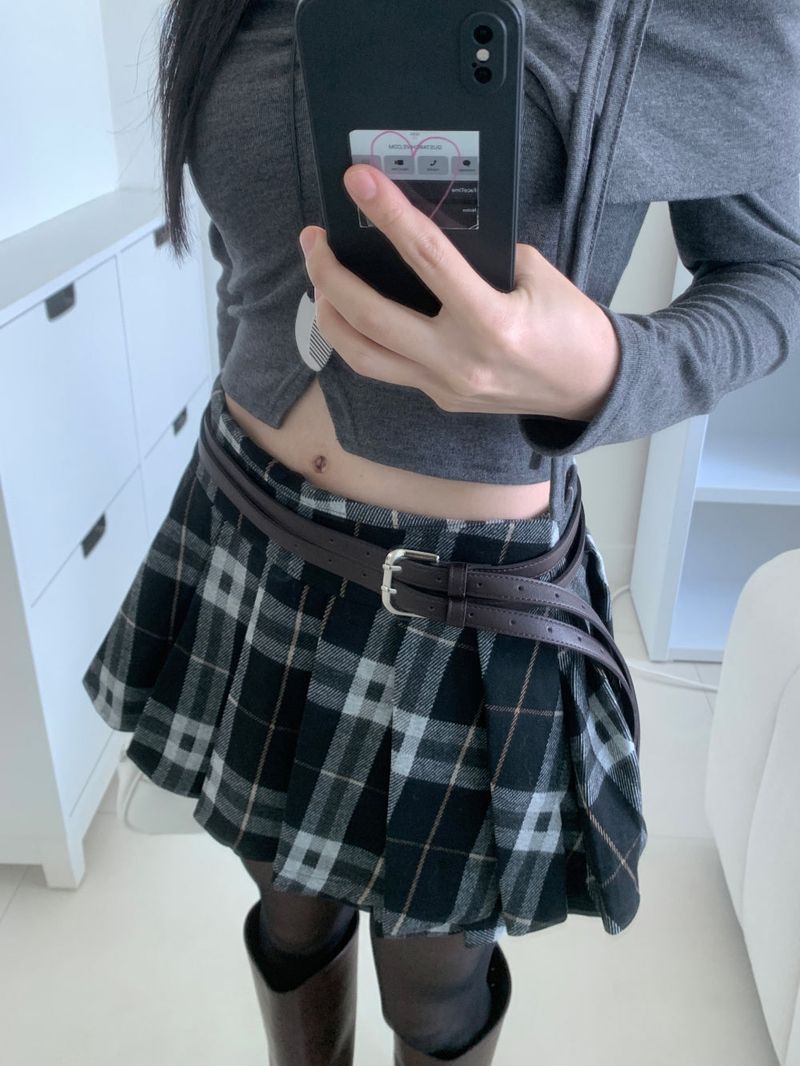 Dual Frame Double Line Leather Belt