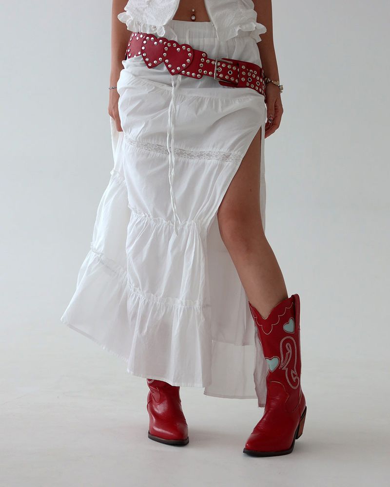 Open maxi lace cancan long skirt