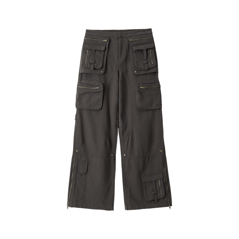 Lowrise Washed Curve Cargo Pants - KHAKI