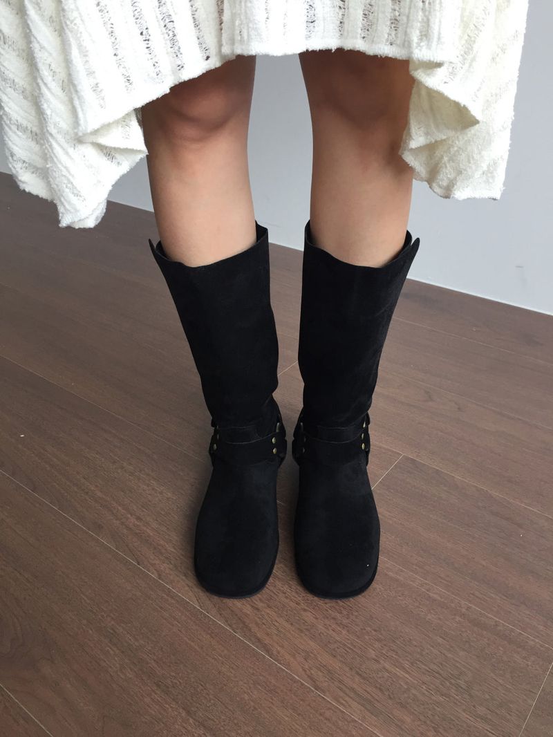 Double Buckle Suede Boots(2color)