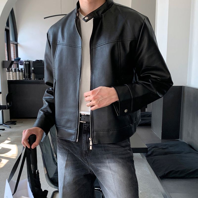 LMN Ribe Biker China Leather Jacket (black)