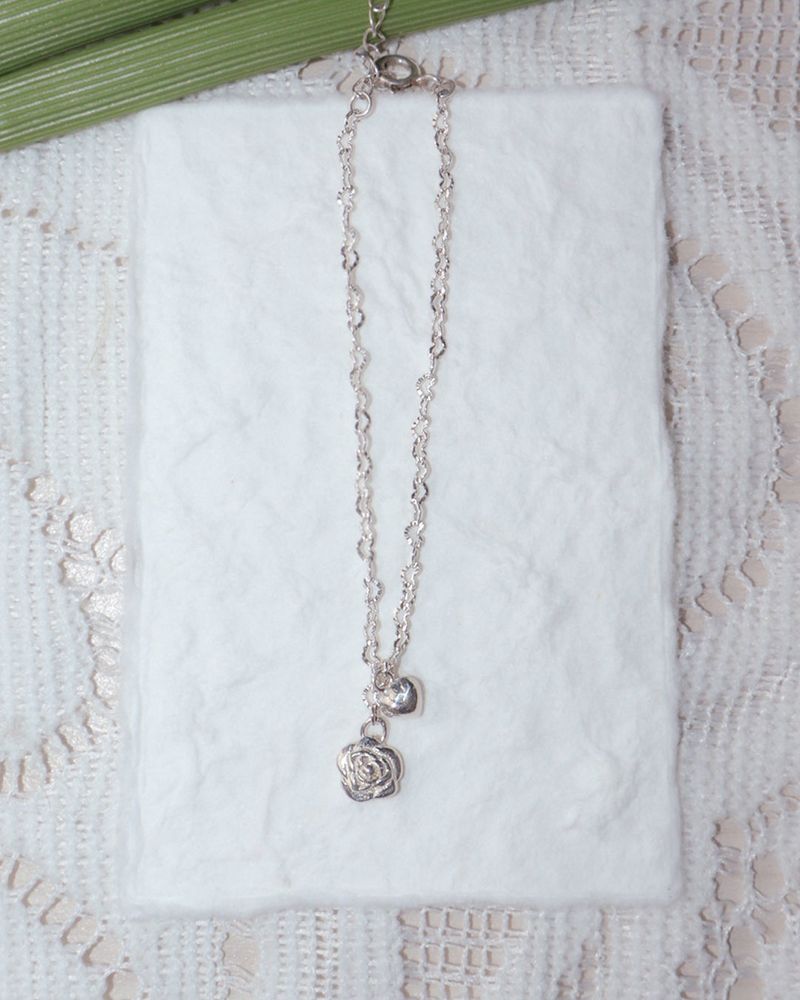 [MADE] lovely rose. rose heart chain bracelet