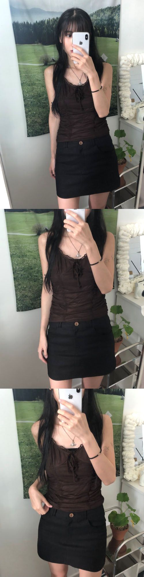 Lace shirring bustier (4 colors)
