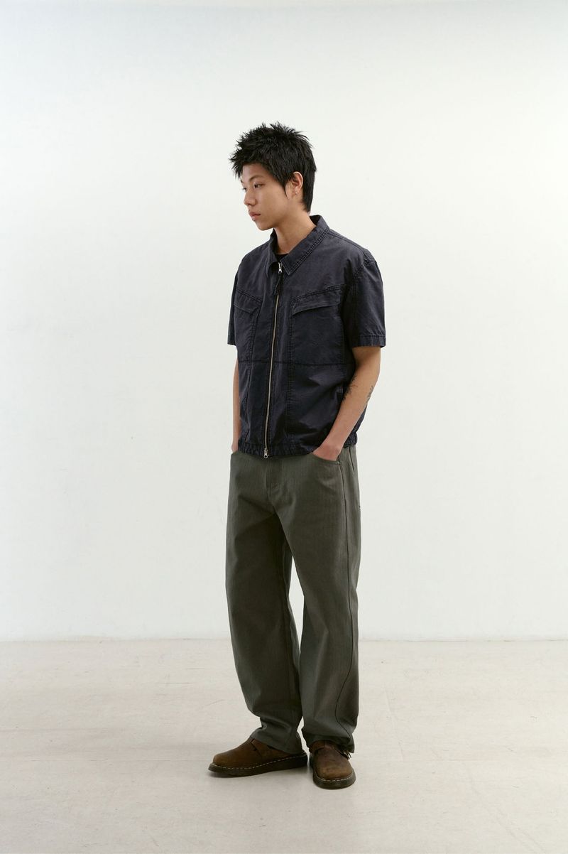 Semi Curved Herringbone Twill Pants (Khaki)