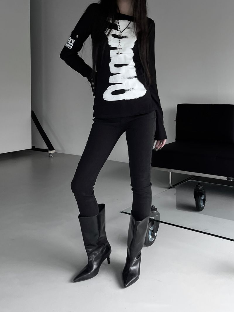 black vintage slub skinny denim
