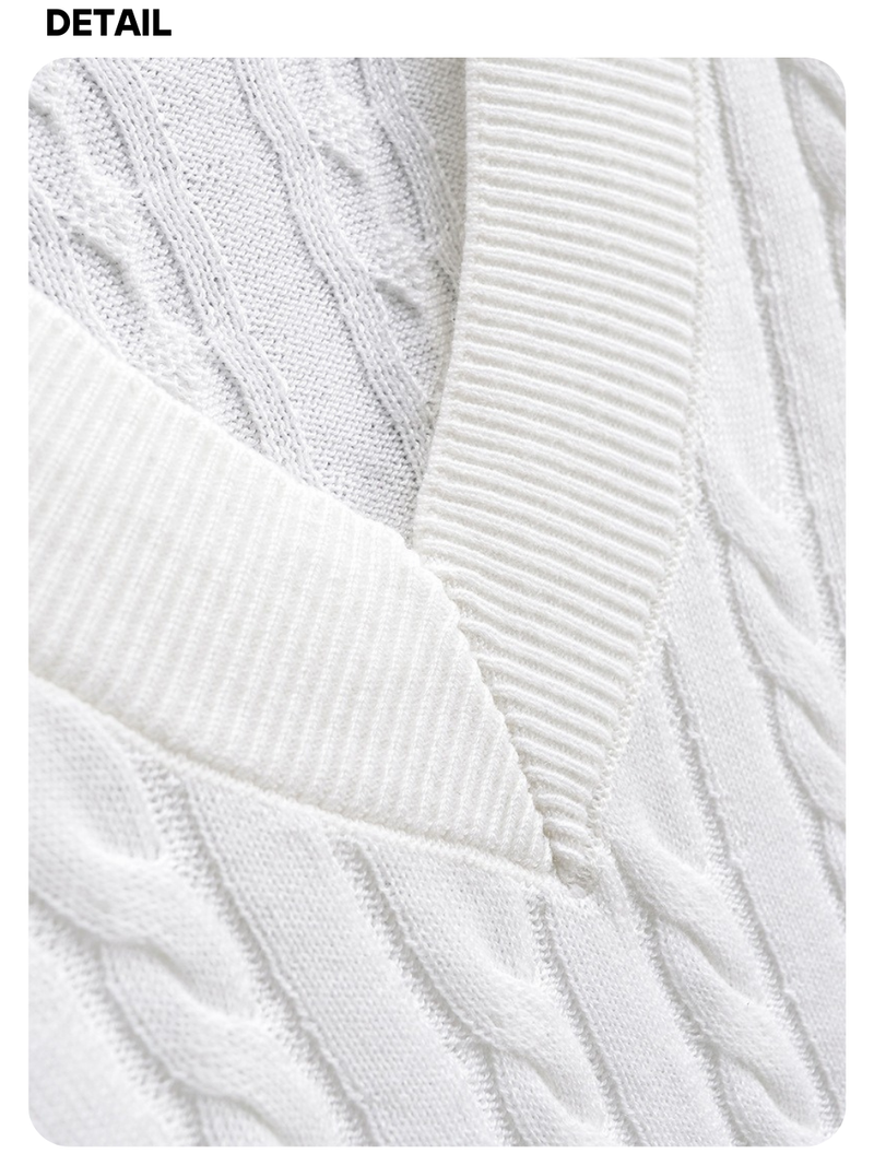 College V-neck wool twisted knitwear