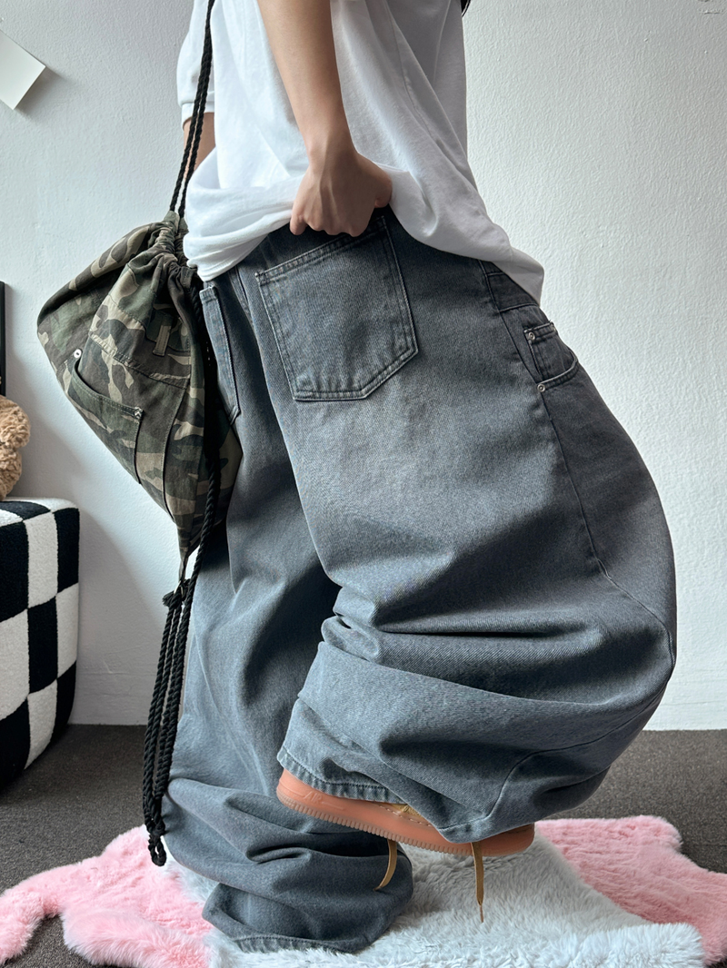 CCORTTI(コルッティ)の「HIGH QUALITY 🩶 ASYMMETRIC RIVET POCKET BALLOON WASHED DENIM 🩶🤎 - 2 COLORS, 2 SIZES(Pants)」
