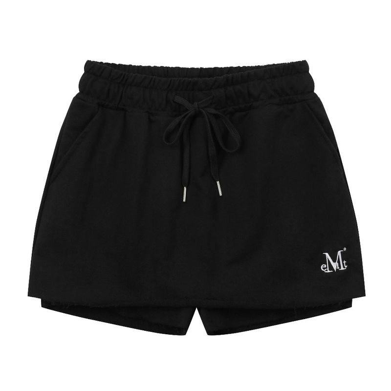 DAMAGE SWEAT PANT SKIRT (Black, Gray)