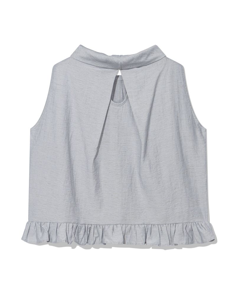 HIGH-NECK FRILL SLEEVELESS(LIGHT GREY)