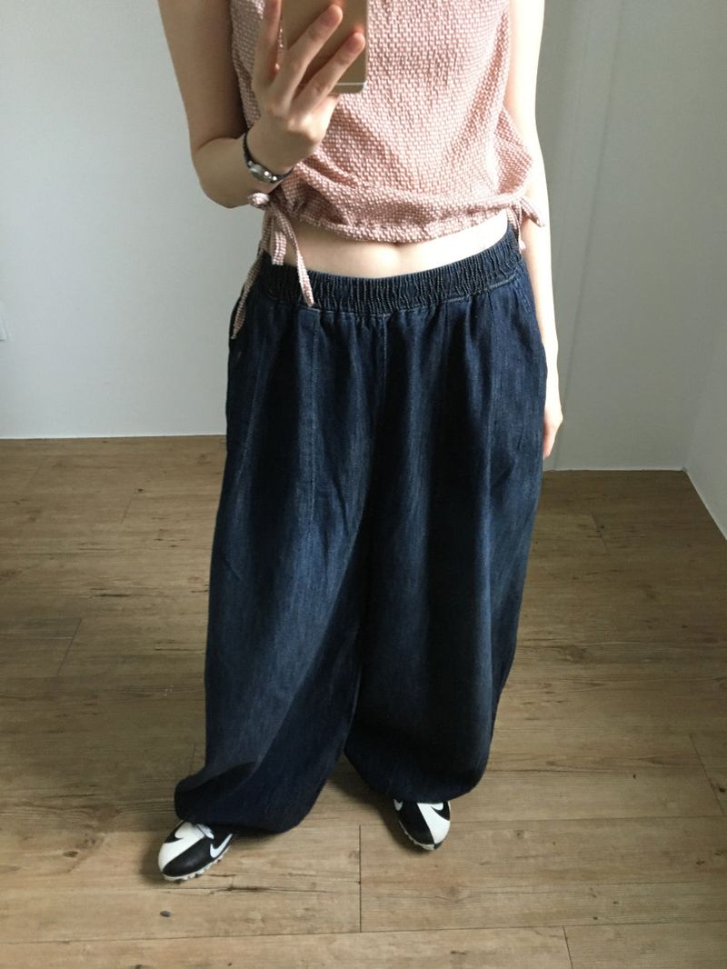Hooded Balloon Denim Pants (2color)