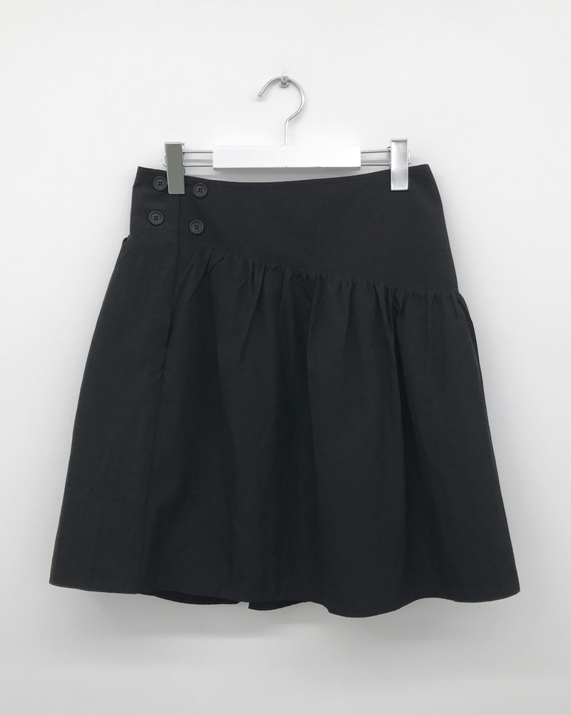 Marine button midi skirt (3color)