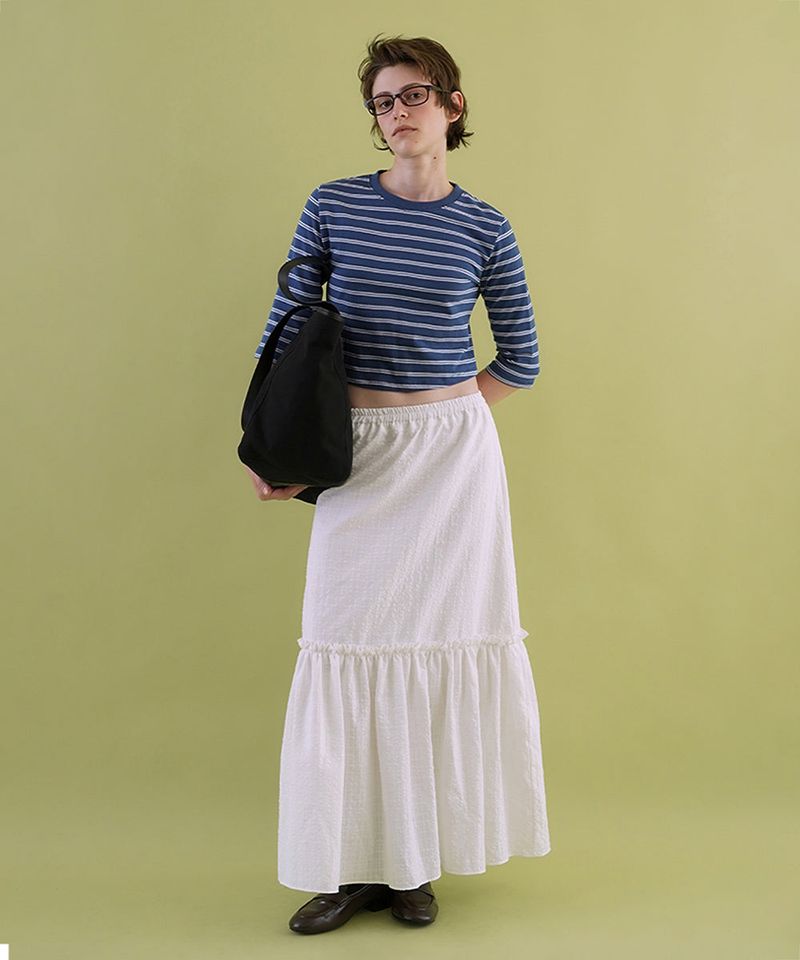 WITHOUTSUMMER（ウィズアウトサマー）の「Gather check shirring skirt_ivory（Skirts）」