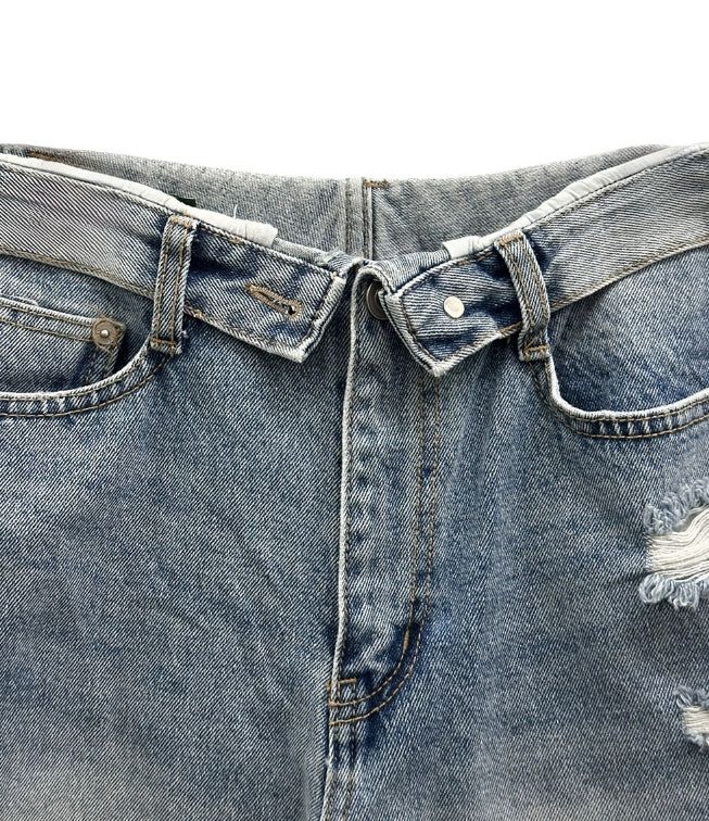 Folded Damage Denim Pants