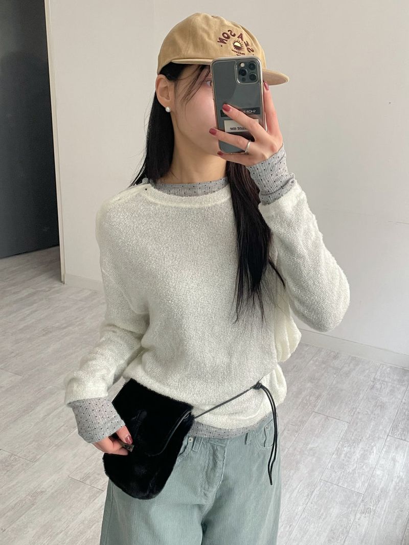 INCHANT ME(インチャントミー)の「Boucle See-Through Knit T-Shirt(Tops)」