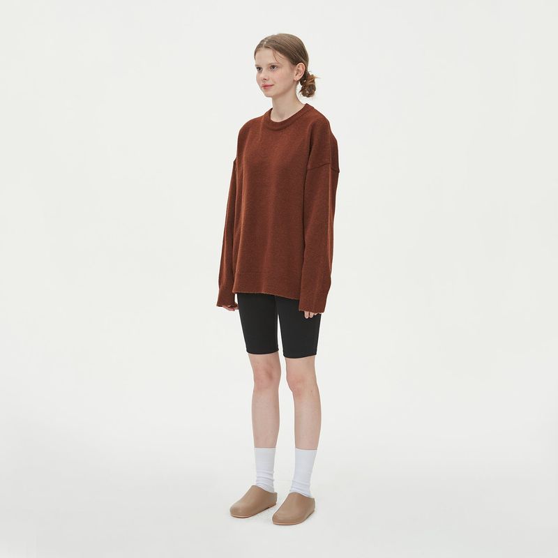CASHLIKE ROUND NECK KNIT_CARMEL