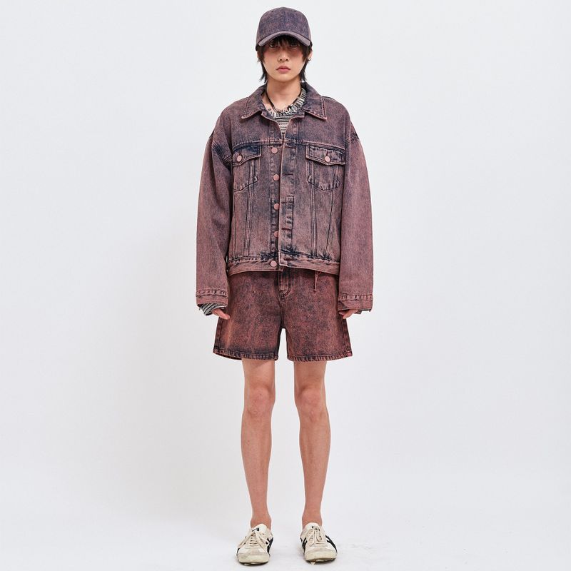 WINE DENIM OVERSIZED TRUCKER JACKET