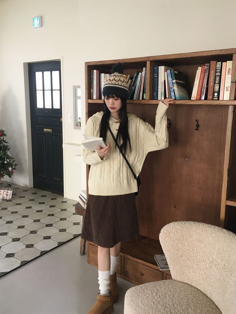 ロニンコーデュロイカットAラインミディスカート