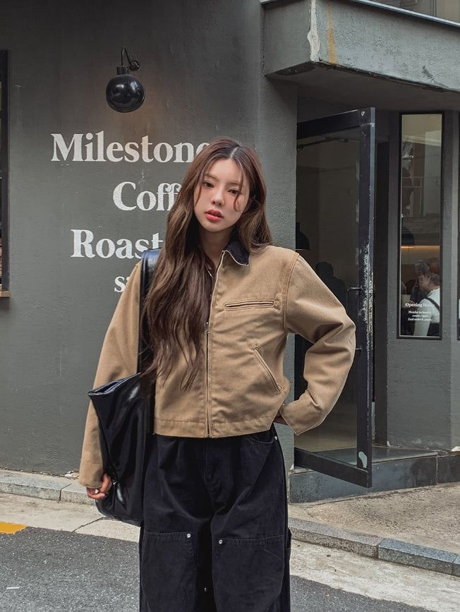 Fairy color matching work jacket