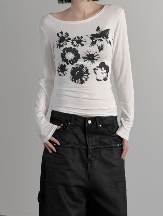 Press Flower Boat Neck Tee