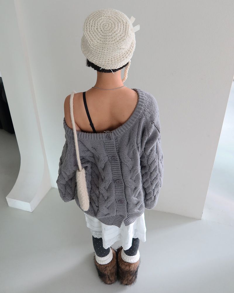 Twisted Double-Sided Button Cardigan Knitwear