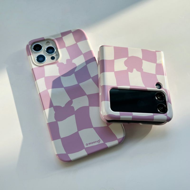 Checkerboard Pink Iphone Bumper case
