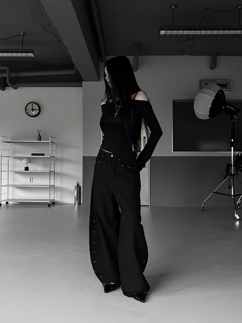 studded balloon wide pants (2color)