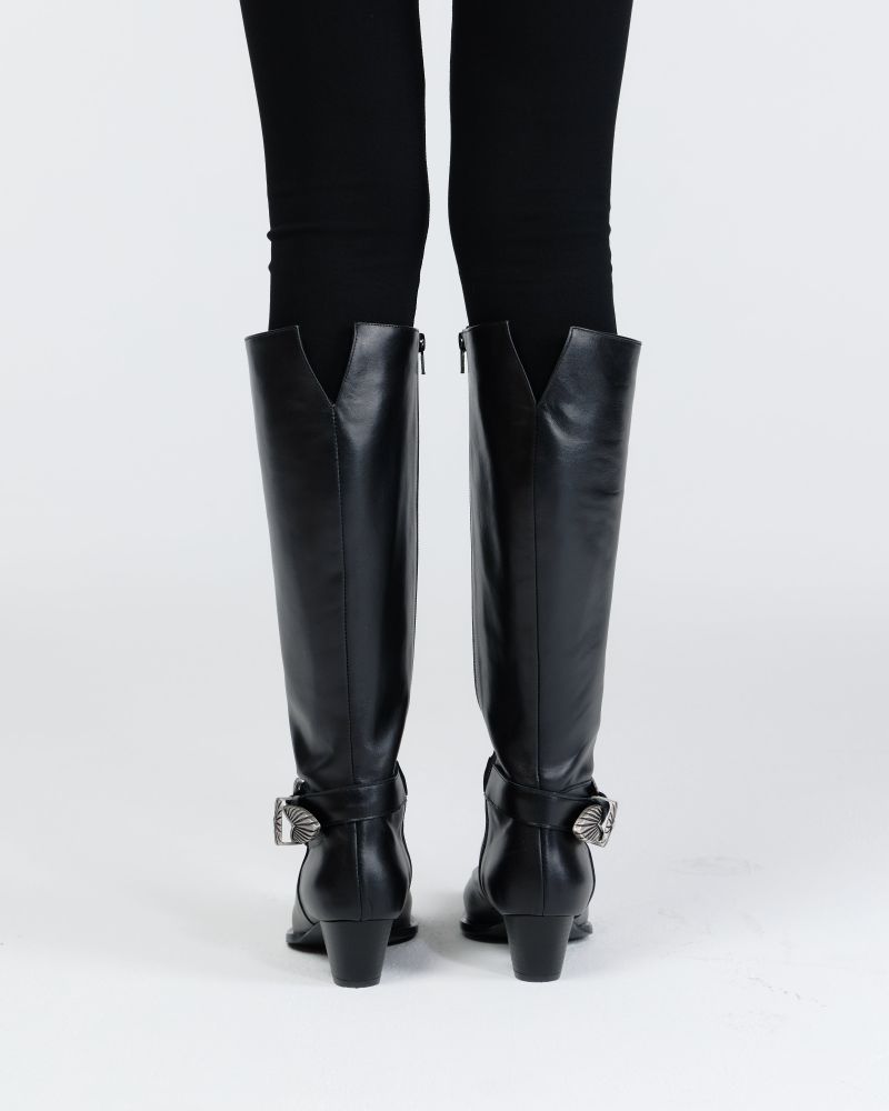 Western buckles long boots