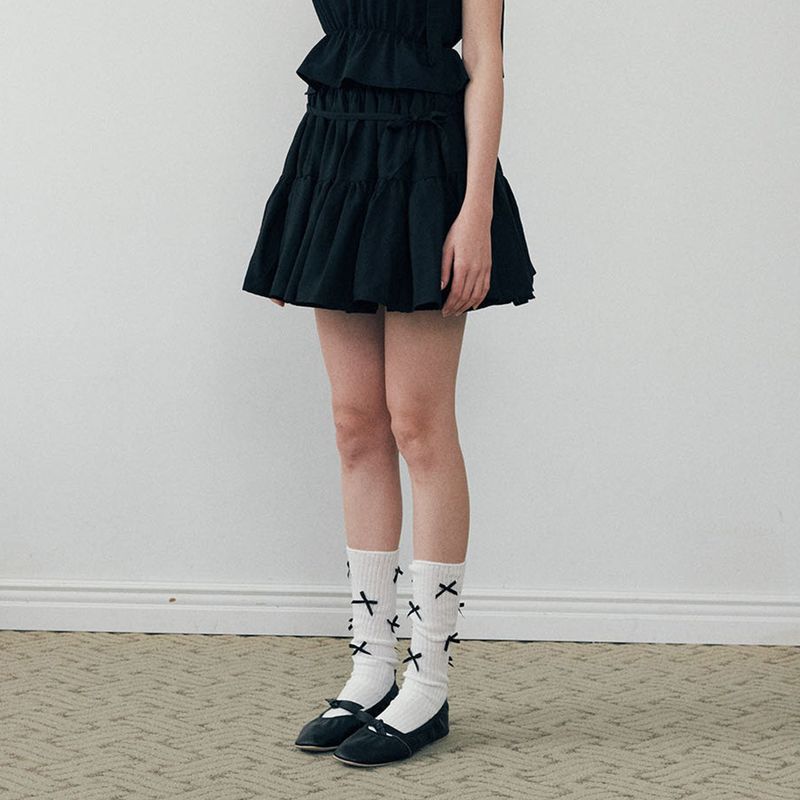 Ribbon Cancan Skirt - BLACK