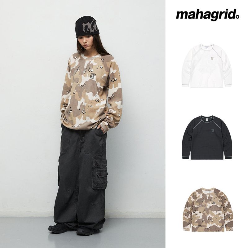 SLASH LOGO WAFFLE LONG SLEEVE_CHARCOAL