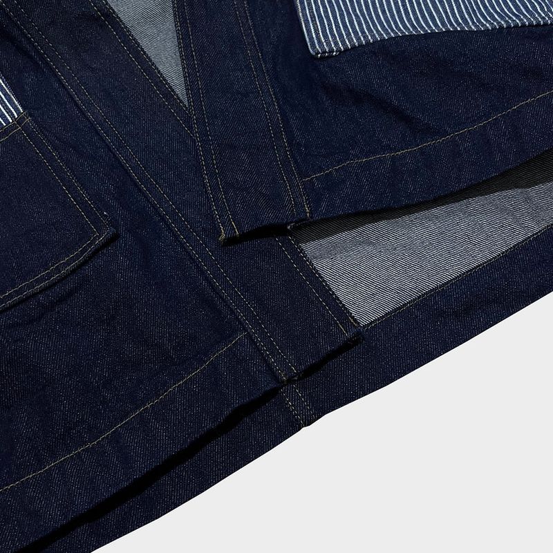 stripe patch denim cardigan_blue