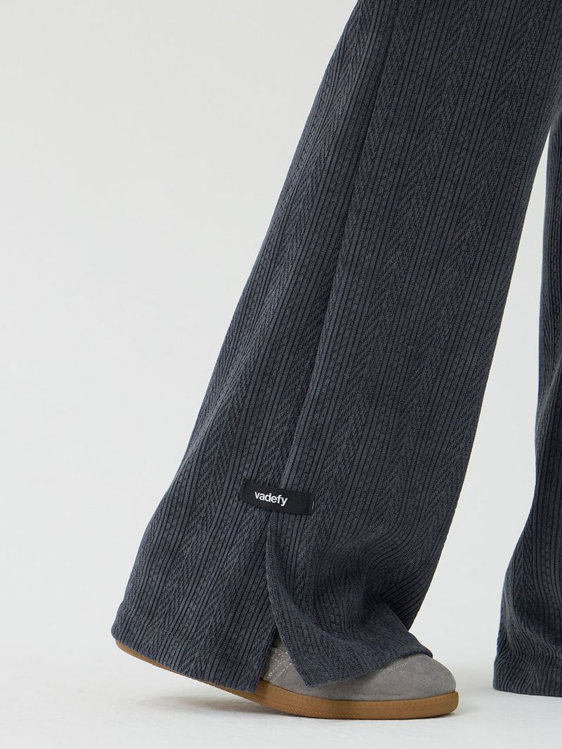 Knit cut detail bootcut Pants, Charcoal