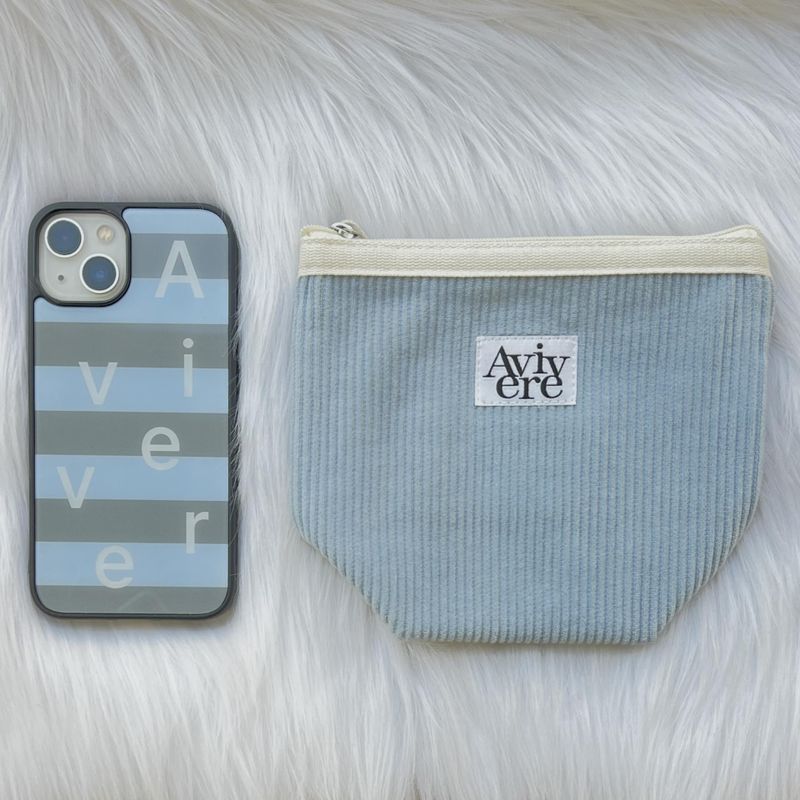 [MADE] stripe logo glass bumper case(skybluegrey)
