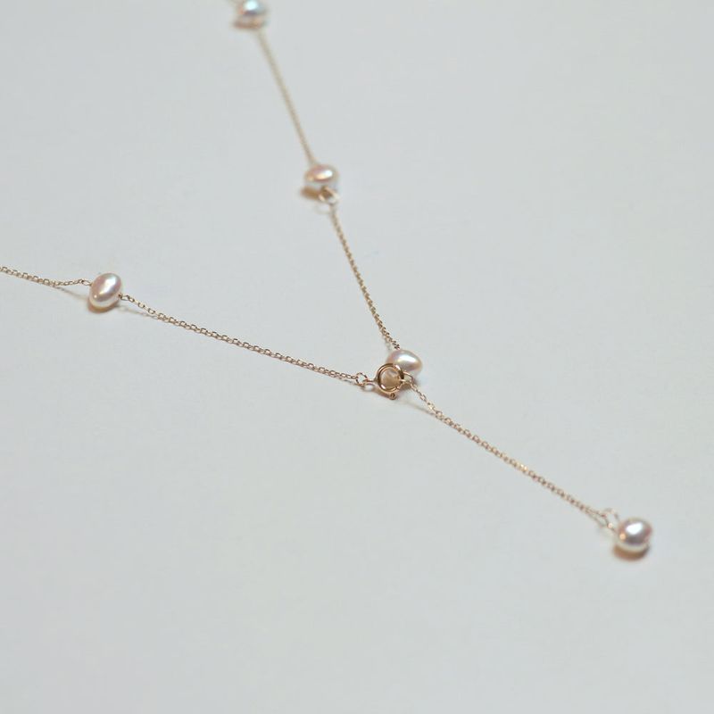 gold pearl drop necklace (material 14K gold)