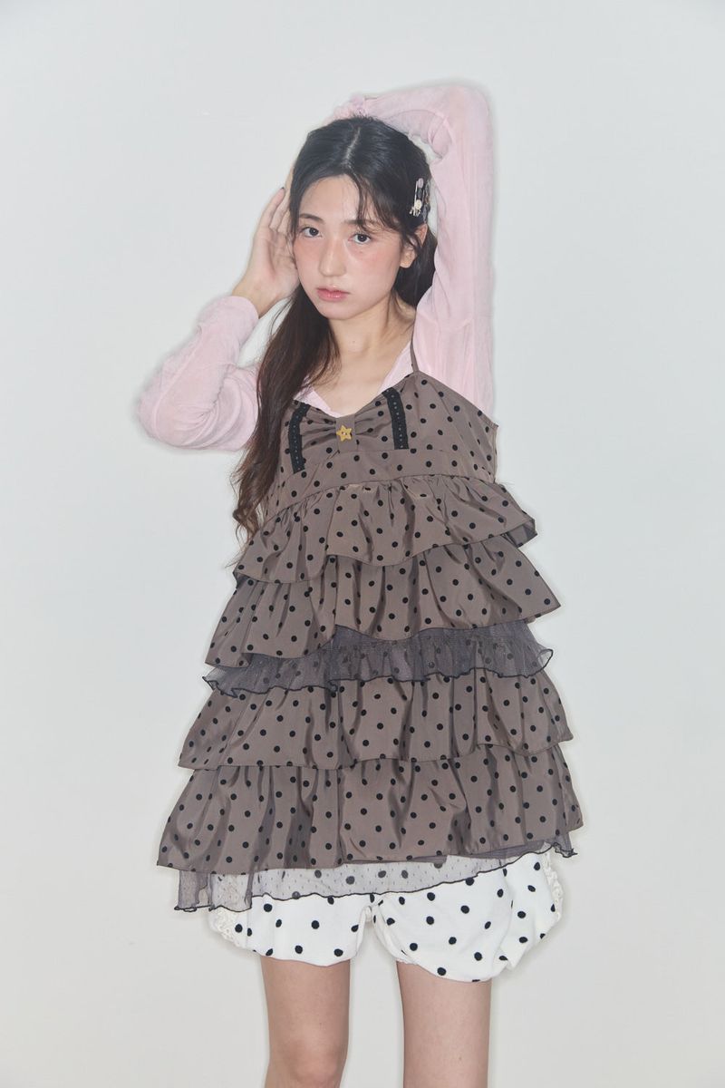 CHOCOLAT CANCAN DOT DRESS (BROWN)