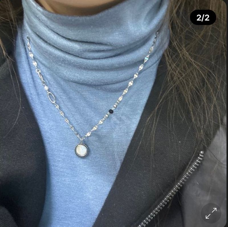 bjj Double-sided mother-of-pearl onyx Coin Beads Necklace