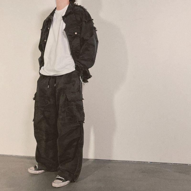 grunge camouflage cargo pants_charcoal