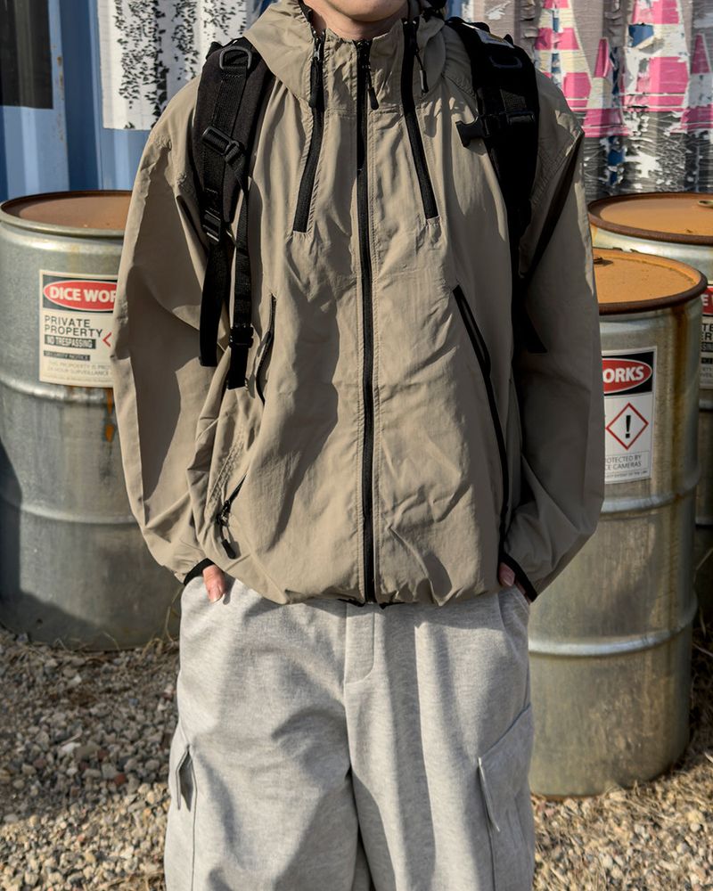CALVET Zip-Up Hooded Windbreaker