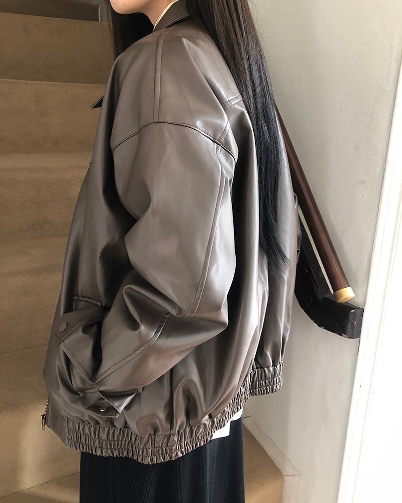 Kbon Oversized Leather Jumper